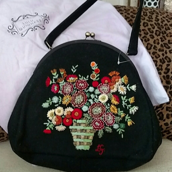 Black wool Lulu Guinness Purse