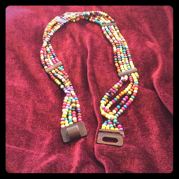 Wooden multicolored beaded belt