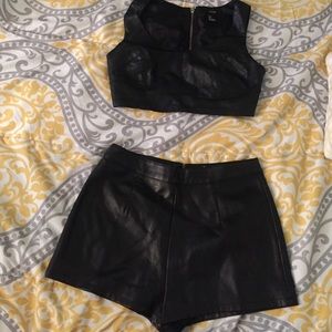 Faux leather two piece