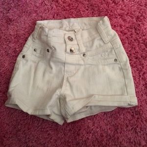 White double button high waisted shorts