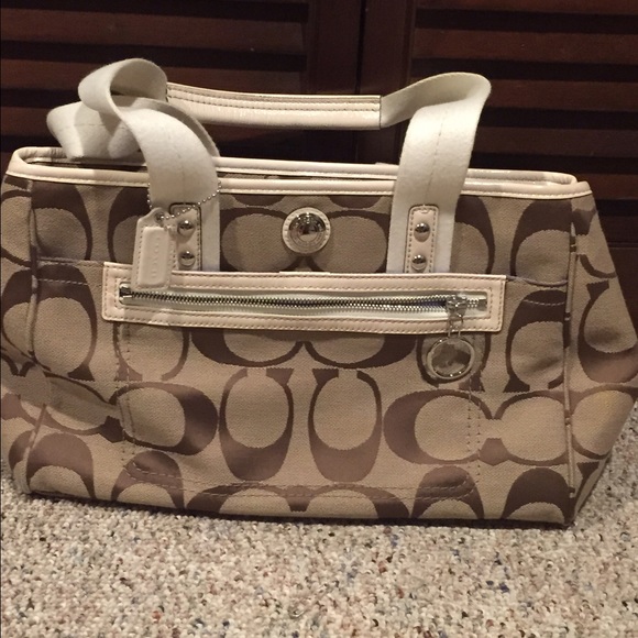 Tan and white coach purse - Picture 2 of 2