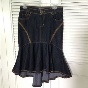 Bisou Bisou mermaid ruffle denim skirt