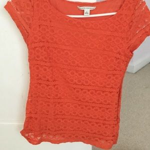 Orange lace banana republic top