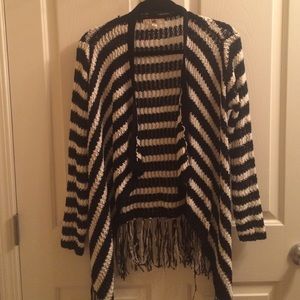 Black and white striped cardigan