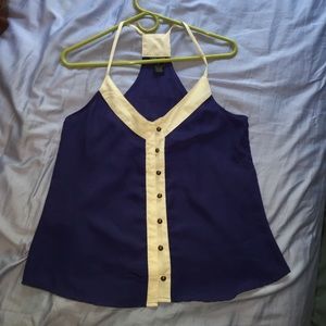 Charlotte Russe Navy/Creme border Top