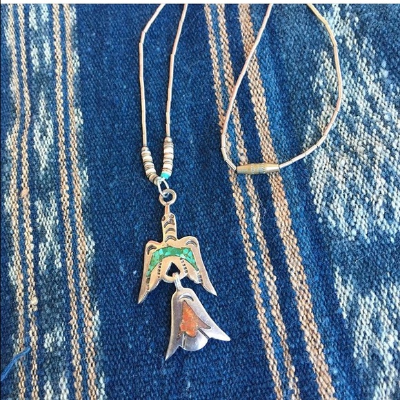 Vintage Navajo sterling silver turquoise necklace
