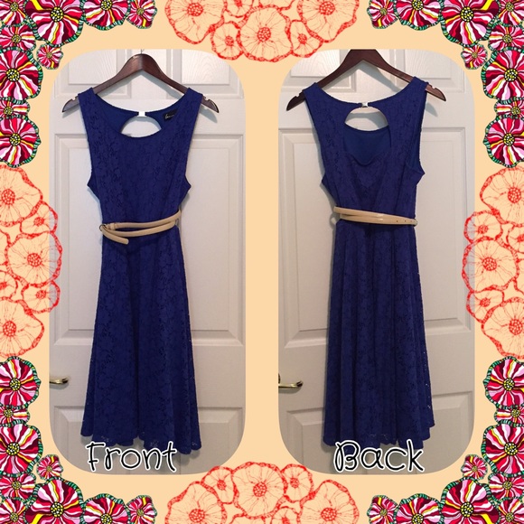 Lane Bryant Blue Lace Dress w/ Belt Size 18