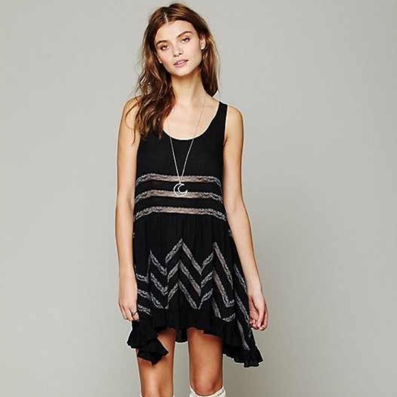 | NWOT | Free People black voile and lace slip