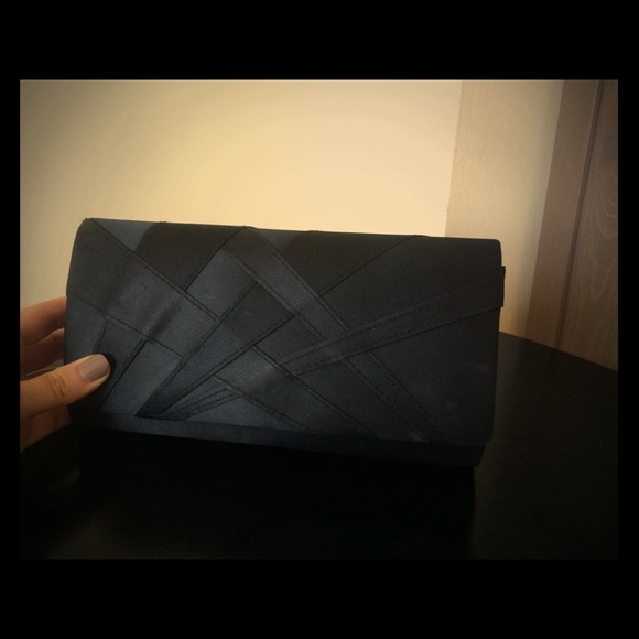 Black satin clutch
