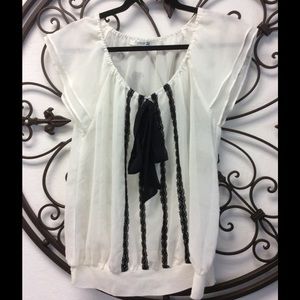 **FINAL CALL** Sheer cap sleeve bow top