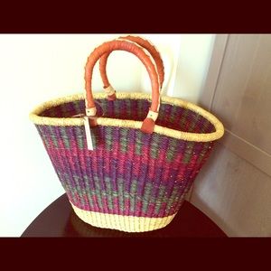Hand-woven African grass bag
