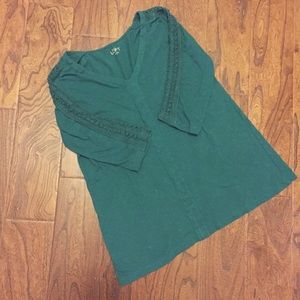 🍁3/4 Sleeve Crochet-Detail T-Shirt