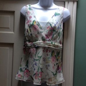 Loft  Floral sleeveless blouse.