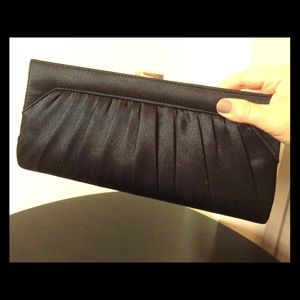 Black satin clutch