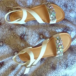 White Jeweled Madden Girl Sandals