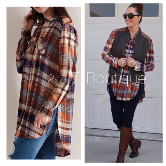 ❌SOLD OUT ❌ Plaid button down tunic - Picture 2 of 2