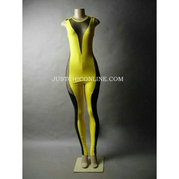 Mesh Panel Jumpsuit (Royal Blue not Yellow)