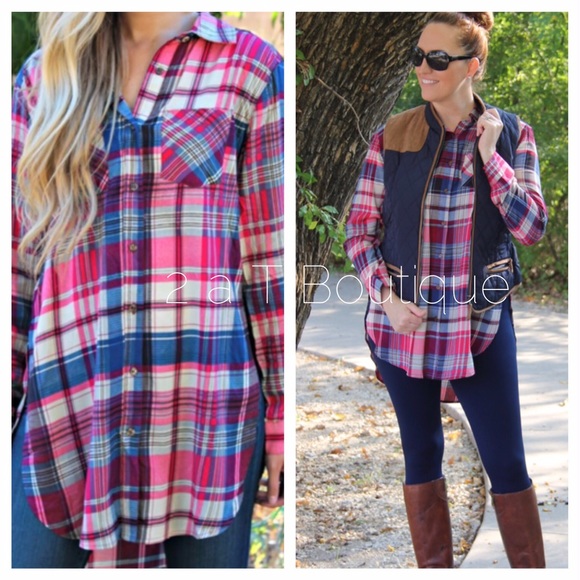 ❌SOLD OUT ❌ Plaid button down tunic - Picture 2 of 3