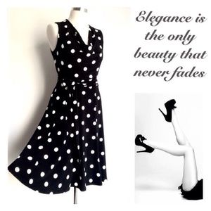 Ralph Lauren Sleeveless Cowl Neck Polka-Dot Dress