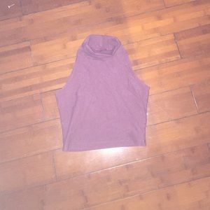 Mock turtle neck sleeveless crop top