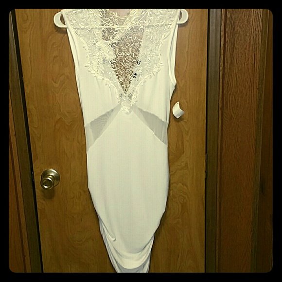 White Crochet Mesh dress