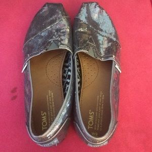 Sparkly Dark Silver TOMS