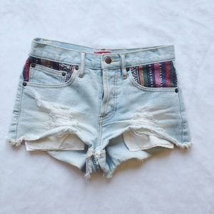 High wasted light washed denim shorts 24