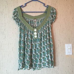 Free People Soft Buttoned Blouse