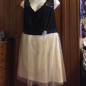 NWT lace top dress with glitter skirt