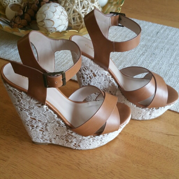 Brand new lace leather wedges