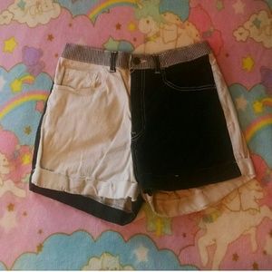American Apparel Black and White Colorblock Shorts