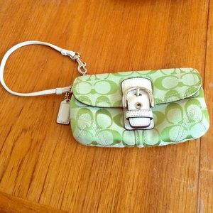 Authentic green Coach wristlet