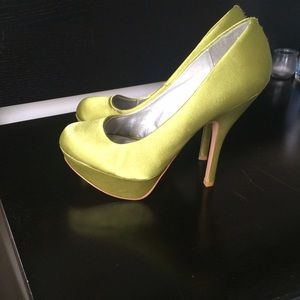 Green Satin Pumps
