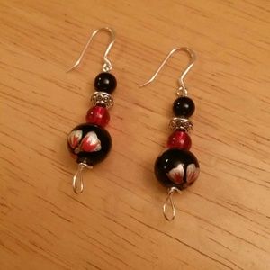 Wire wrapped beaded earrings