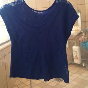 Blue shirt lace in front solid in back