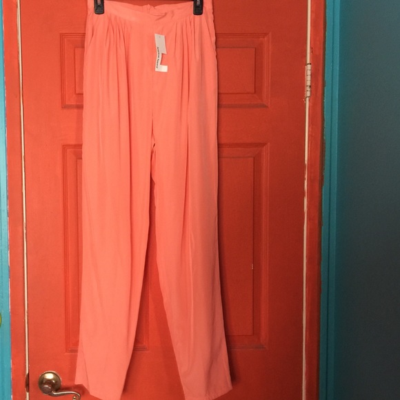 Coral poly silk party pants