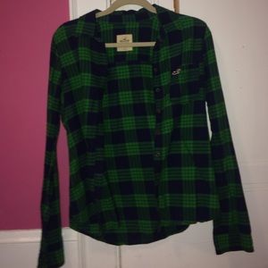 Hollister green plaid button up