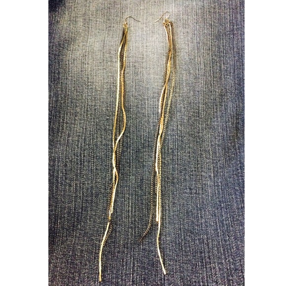 Multi Strand Dangling Chain Earrings