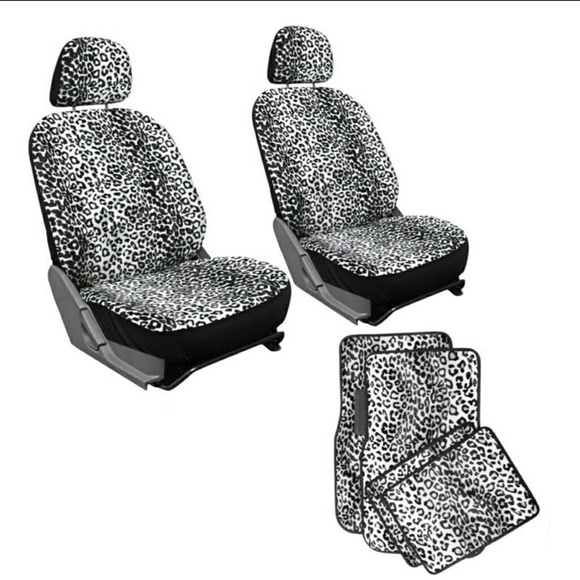 White leopard seat covers