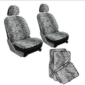 White leopard seat covers