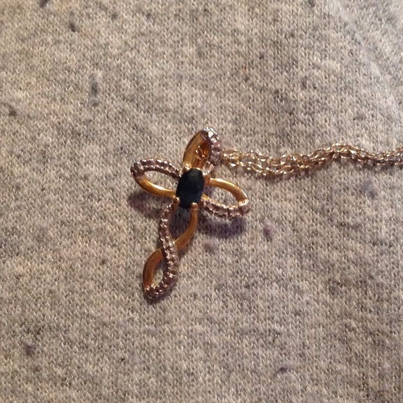 Real Sapphire cross necklace