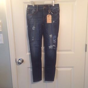 AE Bright Indigo Destroy Jeggings