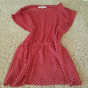 Maroon polka dot top