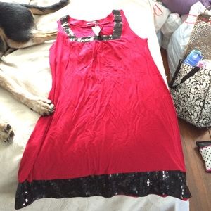 Red and Black Sequin express dress