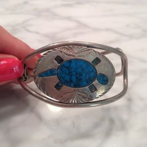 Sterling Silver Bracelet with Turquoise Turtle