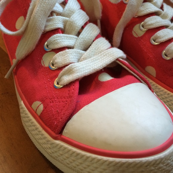 red polka dot sneakers
