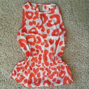 Orange grey silk top