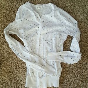 Delicate white cardigan polka dot black