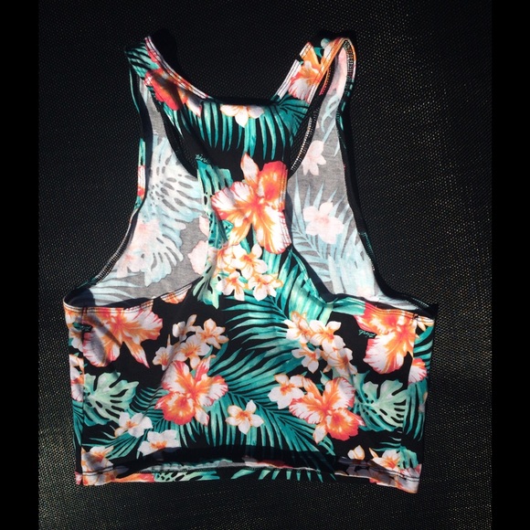 Tropical Palm Racerback Crop Top - Picture 2 of 2