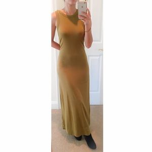 NEW Maxi Dress in Olive Green with Zipper in Back